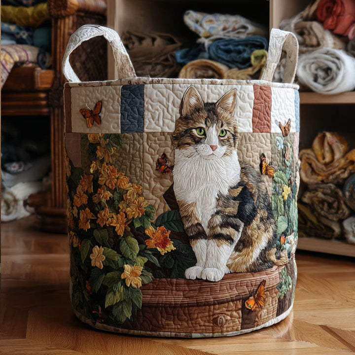 花びらの中の猫 ランドリーバスケット