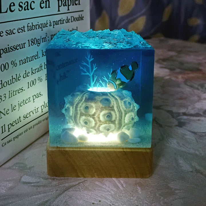 珊瑚と熱帯魚 レジンライトキューブ