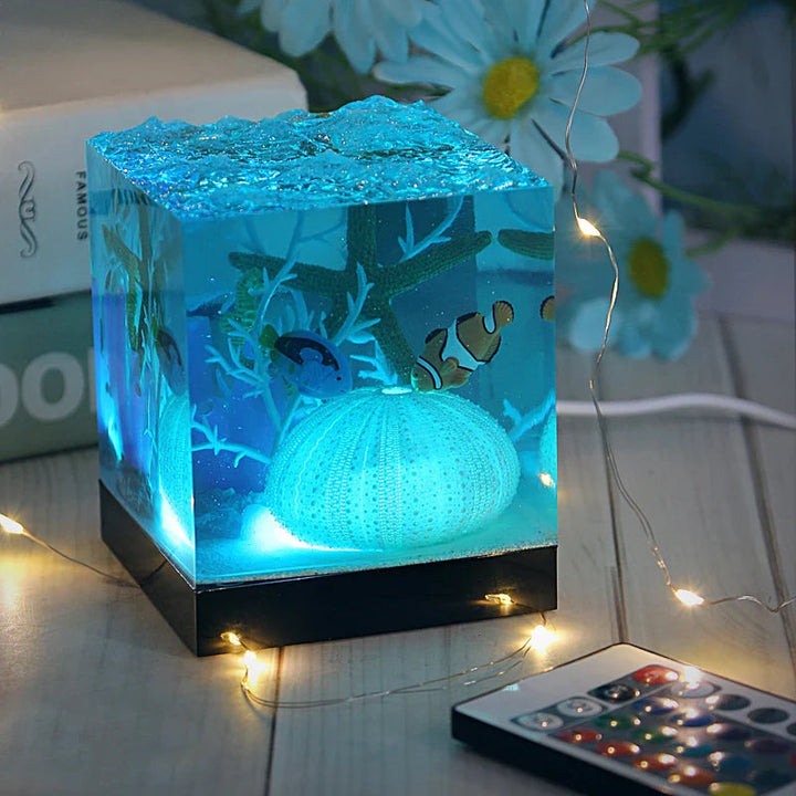 珊瑚と熱帯魚 レジンライトキューブ