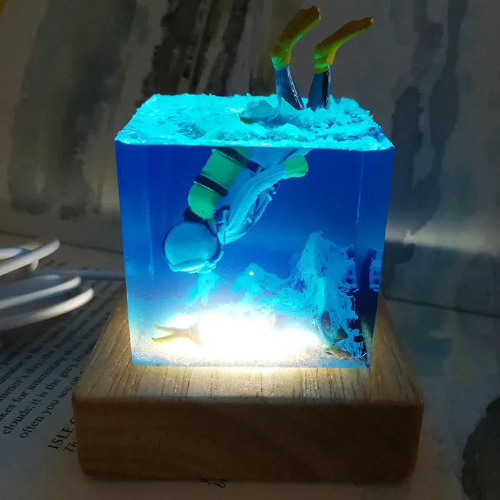 珊瑚と熱帯魚 レジンライトキューブ