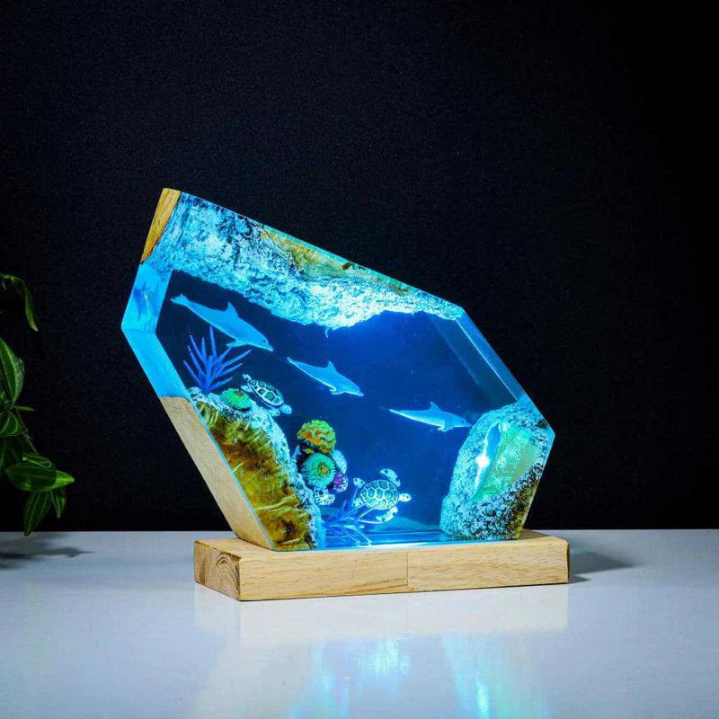 イルカの泳ぐ海底 レジンテーブルライト
