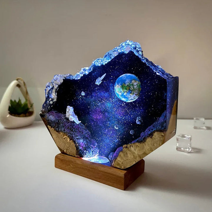 宇宙を漂う レジンテーブルランプ