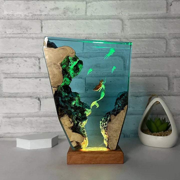 ウミガメとクラゲ レジンテーブルライト