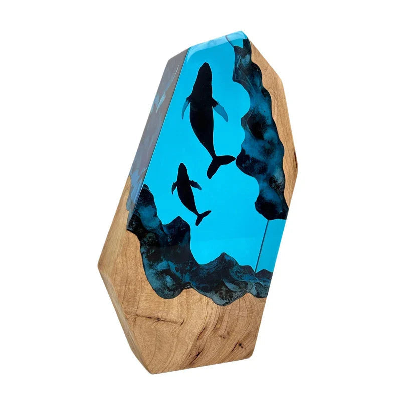 見上げるクジラ レジンテーブルランプ